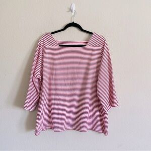 Appleseed’s woman 2X Striped red Women's Top casual square neckline stretch